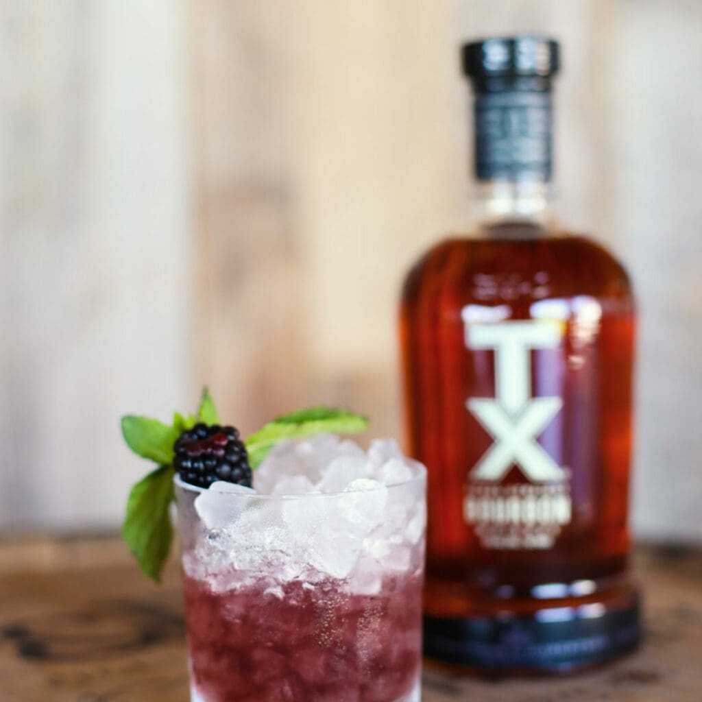 Blackberry Smash cocktail made with TX Blended Whiskey