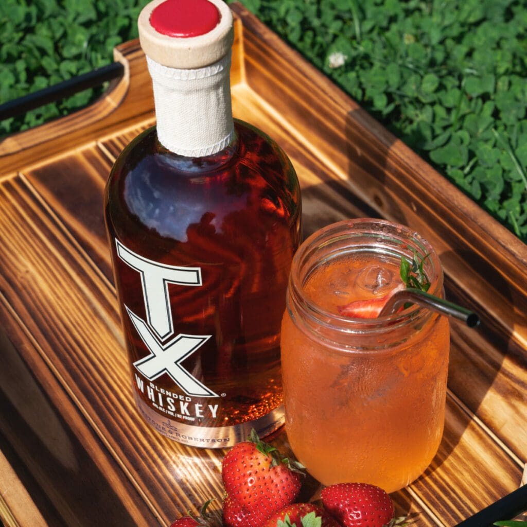 TX Strawberry Lemonade cocktail made with TX Blended Whiskey