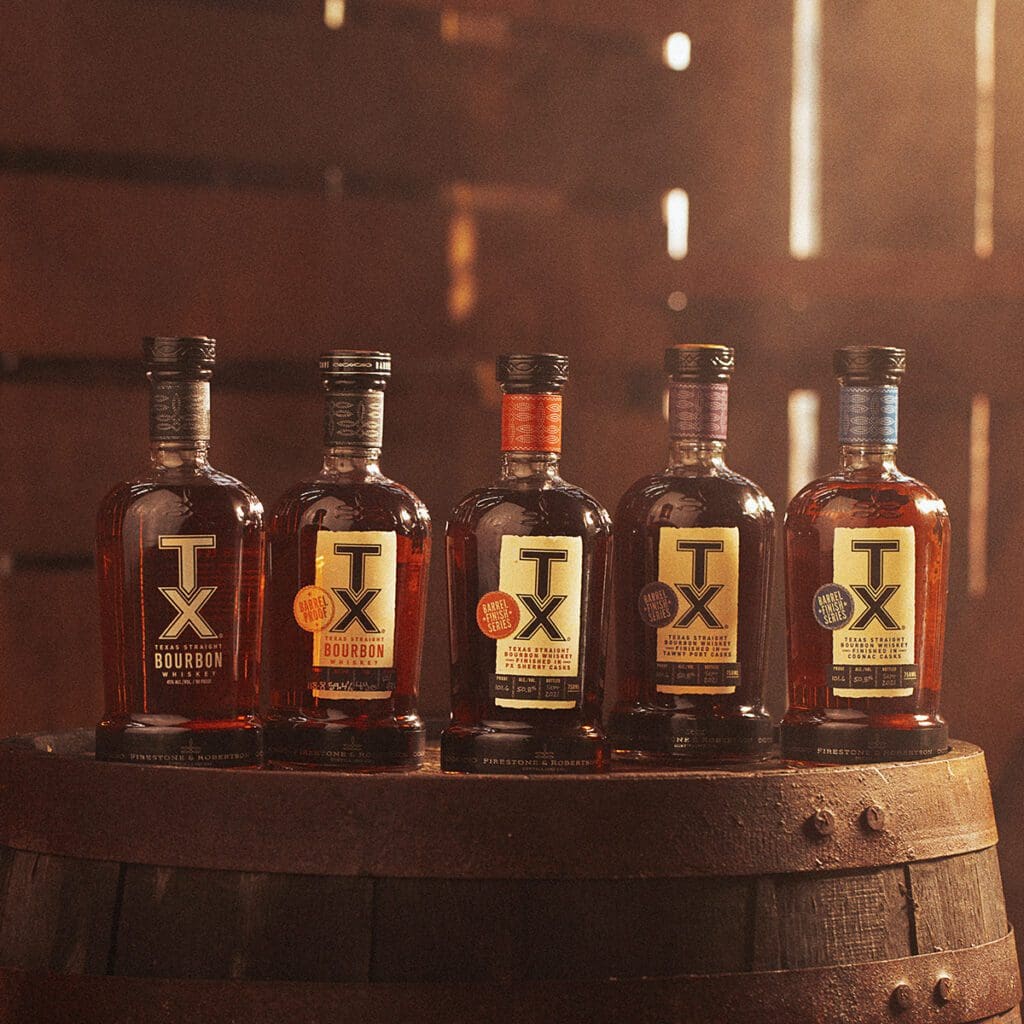 Various Finish of TX Bourbon Bottles