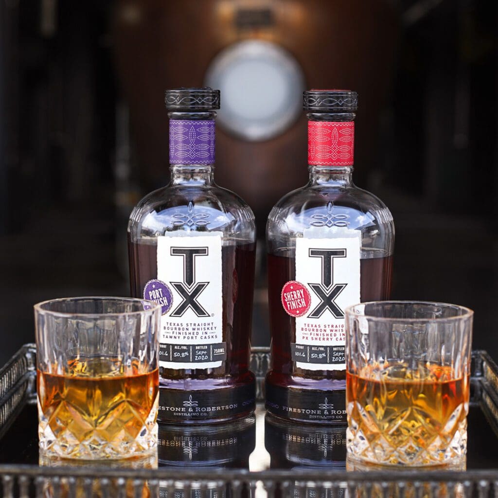 Image of Port Finished and Sherry Finished bottles of TX Bourbon